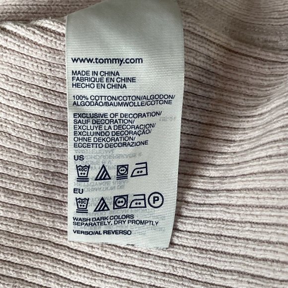 Tommy Hilfiger Hooded Sweater Womens L Knit Pink Pullover Front Pockets Buttons - Picture 10 of 10